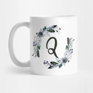 Floral Monogram Q Dark Bohemian Flora Mug